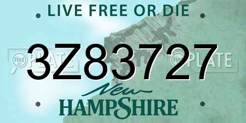3Z83727 New Hampshire License Plate