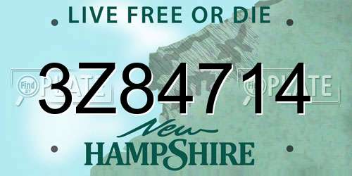3Z84714 New Hampshire License Plate
