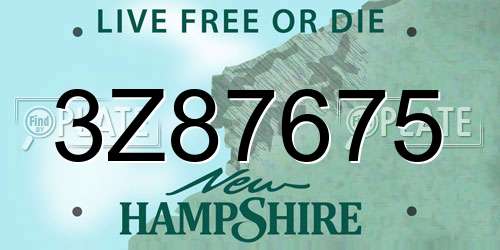3Z87675 New Hampshire License Plate
