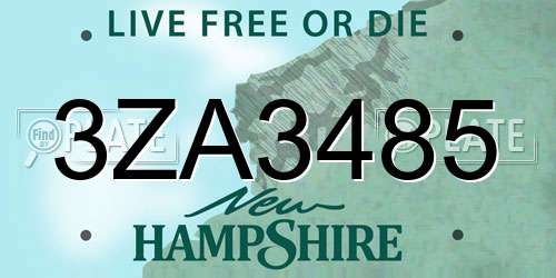 3ZA3485 New Hampshire License Plate