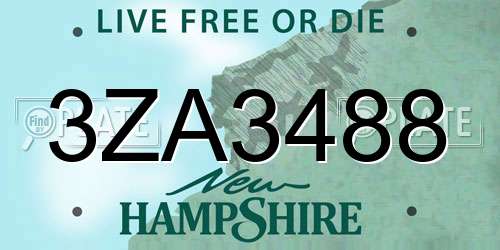 3ZA3488 New Hampshire License Plate