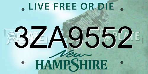 3ZA9552 New Hampshire License Plate