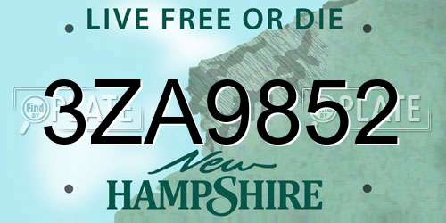 3ZA9852 New Hampshire License Plate