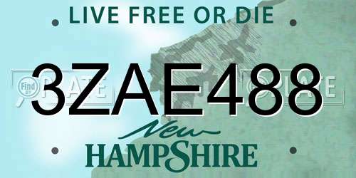 3ZAE488 New Hampshire License Plate