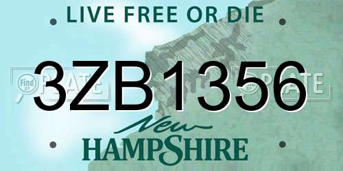 3ZB1356 New Hampshire License Plate