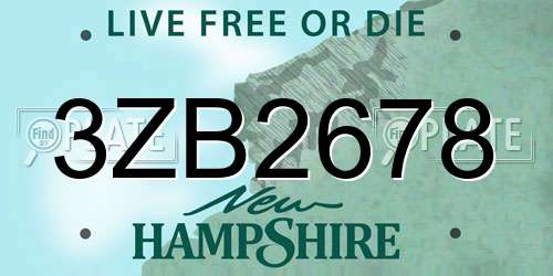 3ZB2678 New Hampshire License Plate