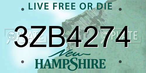 3ZB4274 New Hampshire License Plate