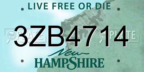 3ZB4714 New Hampshire License Plate