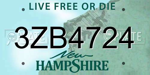 3ZB4724 New Hampshire License Plate