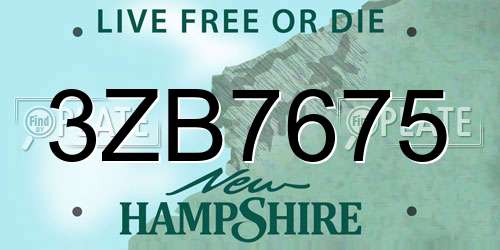3ZB7675 New Hampshire License Plate