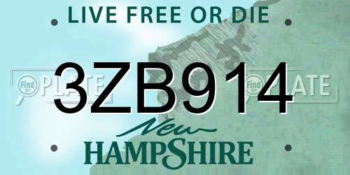 3ZB914 New Hampshire License Plate