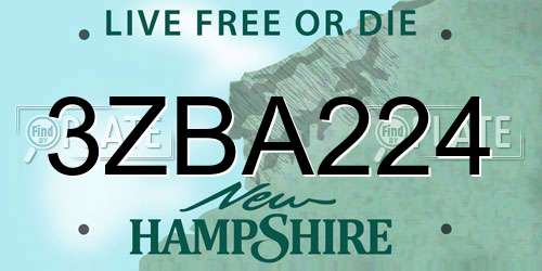 3ZBA224 New Hampshire License Plate