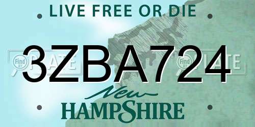 3ZBA724 New Hampshire License Plate