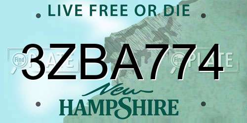 3ZBA774 New Hampshire License Plate