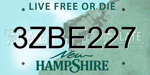 3ZBE227 New Hampshire License Plate