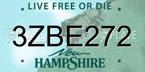 3ZBE272 New Hampshire License Plate