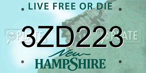 3ZD223 New Hampshire License Plate