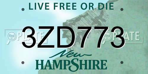 3ZD773 New Hampshire License Plate