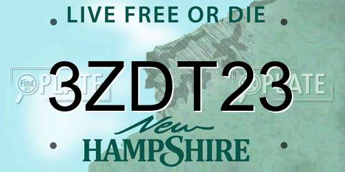 3ZDT23 New Hampshire License Plate