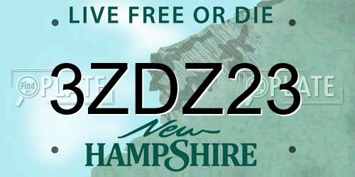 3ZDZ23 New Hampshire License Plate
