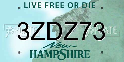 3ZDZ73 New Hampshire License Plate