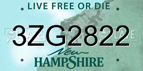 3ZG2822 New Hampshire License Plate