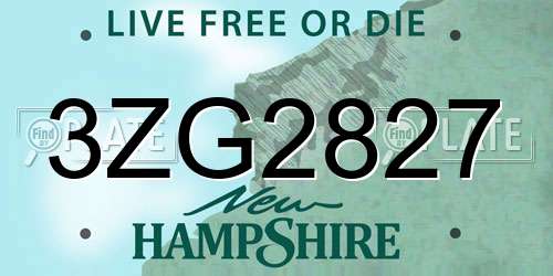 3ZG2827 New Hampshire License Plate