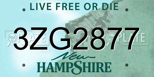 3ZG2877 New Hampshire License Plate