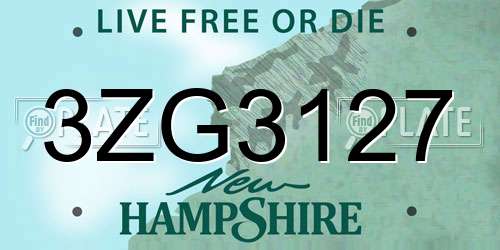 3ZG3127 New Hampshire License Plate