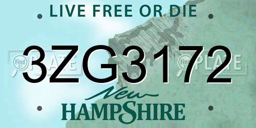 3ZG3172 New Hampshire License Plate