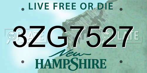 3ZG7527 New Hampshire License Plate