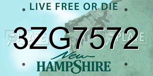 3ZG7572 New Hampshire License Plate