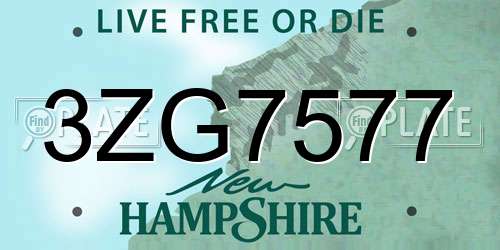 3ZG7577 New Hampshire License Plate