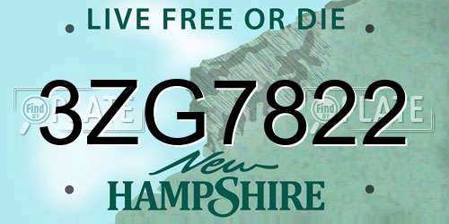 3ZG7822 New Hampshire License Plate