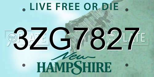 3ZG7827 New Hampshire License Plate