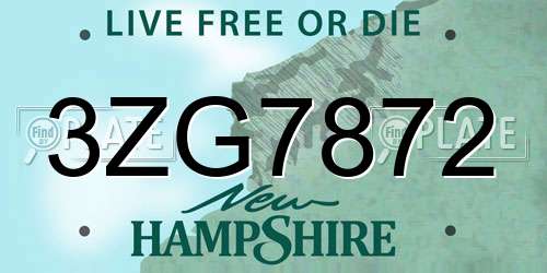 3ZG7872 New Hampshire License Plate