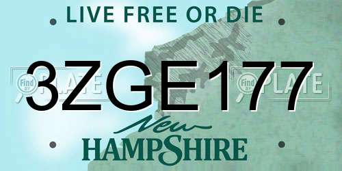 3ZGE177 New Hampshire License Plate