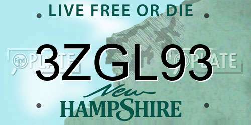 3ZGL93 New Hampshire License Plate