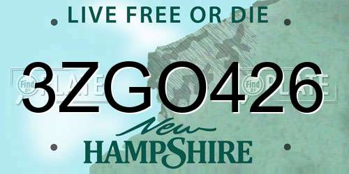 3ZGO426 New Hampshire License Plate