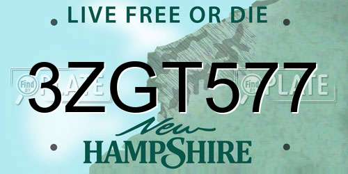 3ZGT577 New Hampshire License Plate