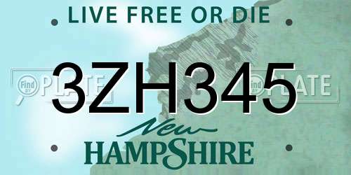 3ZH345 New Hampshire License Plate
