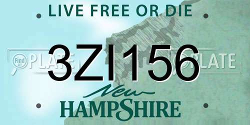 3ZI156 New Hampshire License Plate