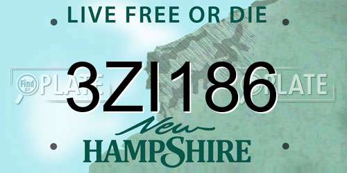 3ZI186 New Hampshire License Plate