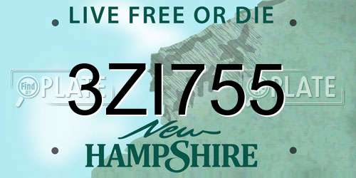 3ZI755 New Hampshire License Plate
