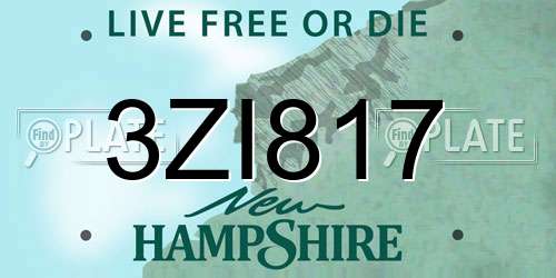 3ZI817 New Hampshire License Plate