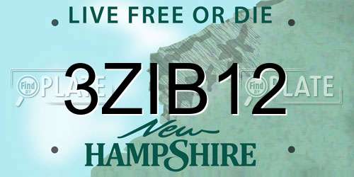 3ZIB12 New Hampshire License Plate