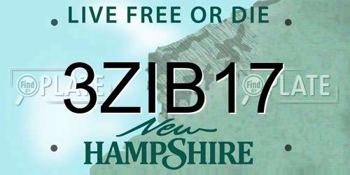 3ZIB17 New Hampshire License Plate