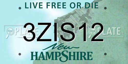 3ZIS12 New Hampshire License Plate