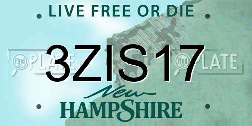 3ZIS17 New Hampshire License Plate