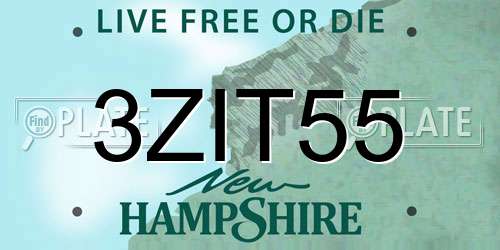 3ZIT55 New Hampshire License Plate